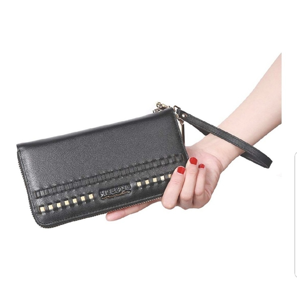 New Black Leather Wallet With Dust Cover - Picture 2 of 4